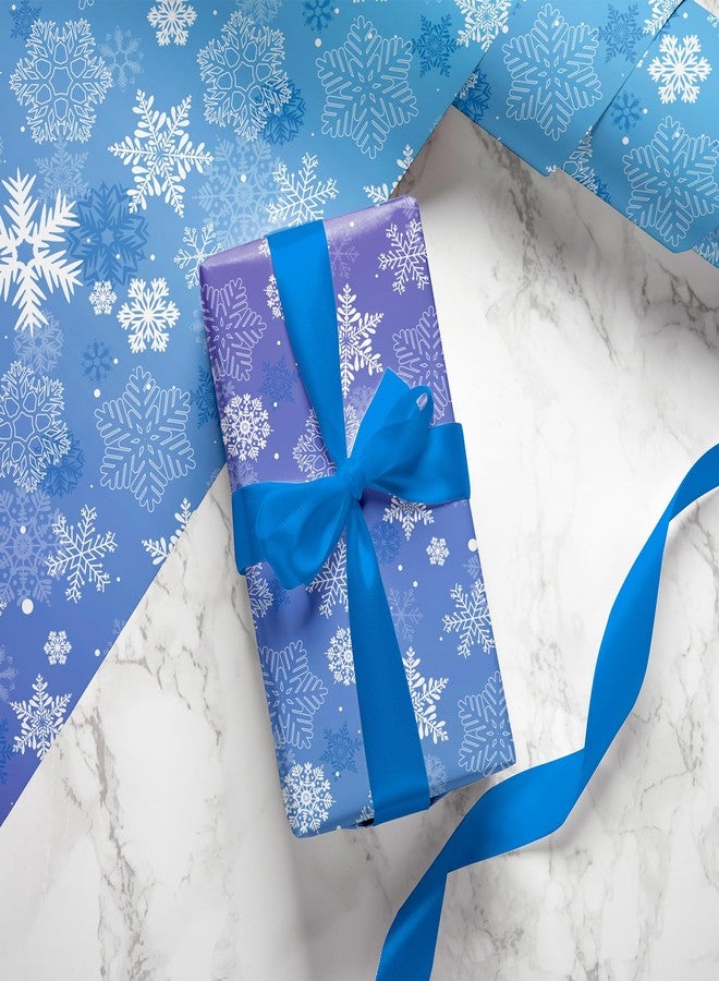 Whaline Winter Snowflake Wrapping Paper - Mini Roll - 17 In x 32.8 Ft Winter Snowflake Blue Purple Gift Wrap Paper For DIY Art Crafts Xmas Birthday Baby Shower Party Supplies - Image 5